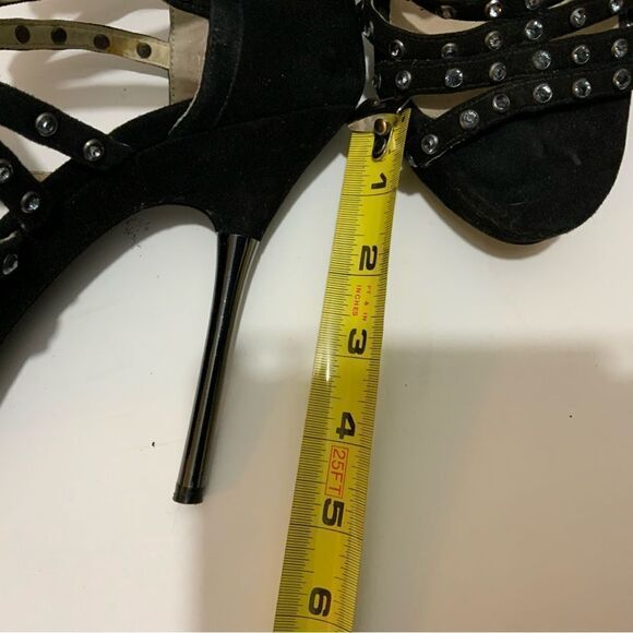 Micheal kors black suede rhinestone studded platforms heels size 7.5 - Picture 12 of 13